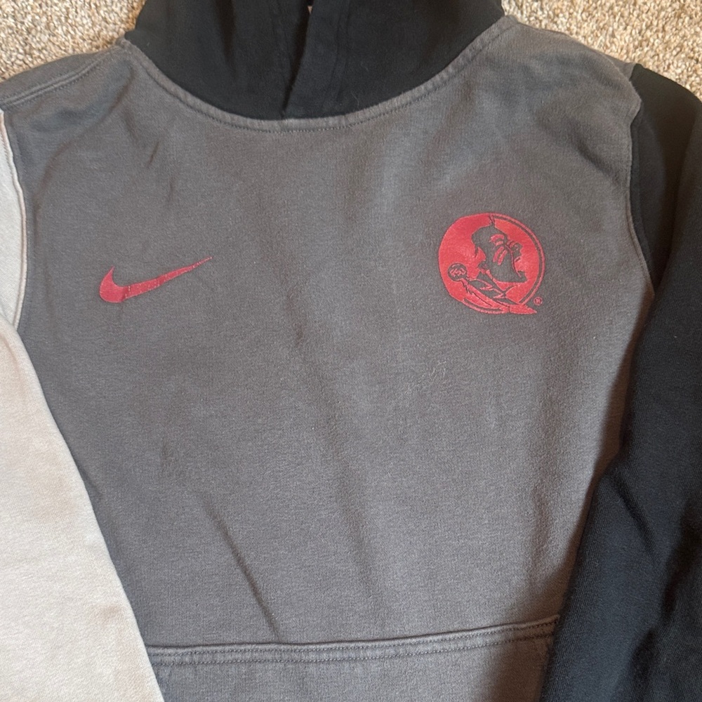 Nike Florida State Seminoles Boys Hoodie Sweatshirt Gray/Black Size M
